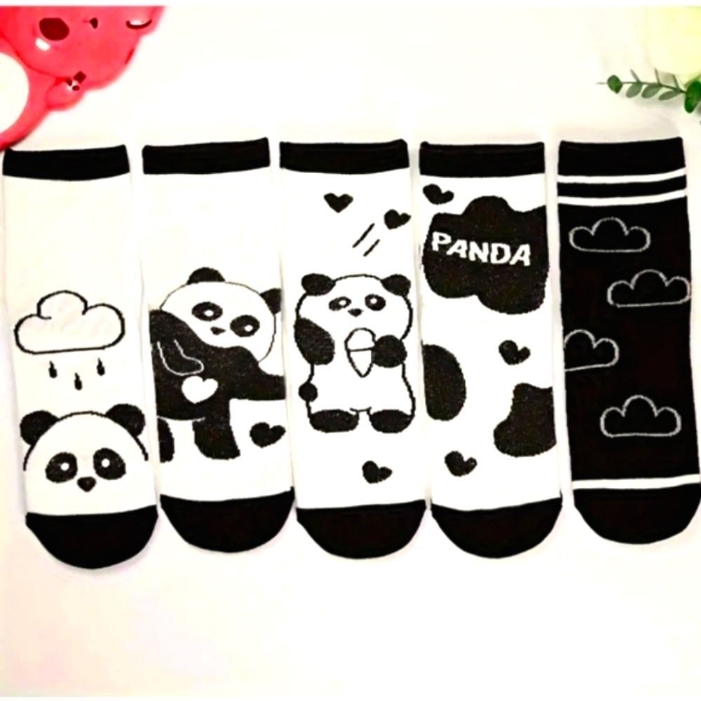 Panda bear tube socks 5 pair bundle accessories